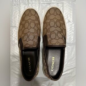 Coach Cameron Monogram Signature Logo Leather Brown Size 10